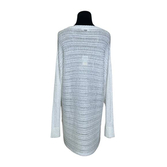 DKNY ivory metallic white crochet long sleeves tunic sweater size Large - Picture 2 of 10